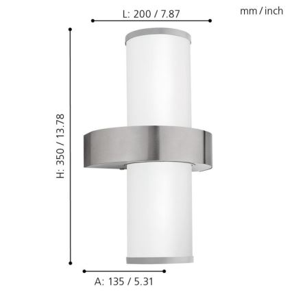 EGLO 86541 - Venkovní nástěnné svítidlo BEVERLY 2xE27/60W stříbrná / bílá IP44