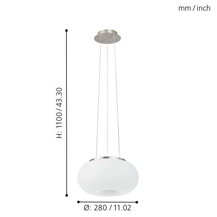 EGLO - Lustr na lanku OPTICA 2xE27/60W pr. 28 cm
