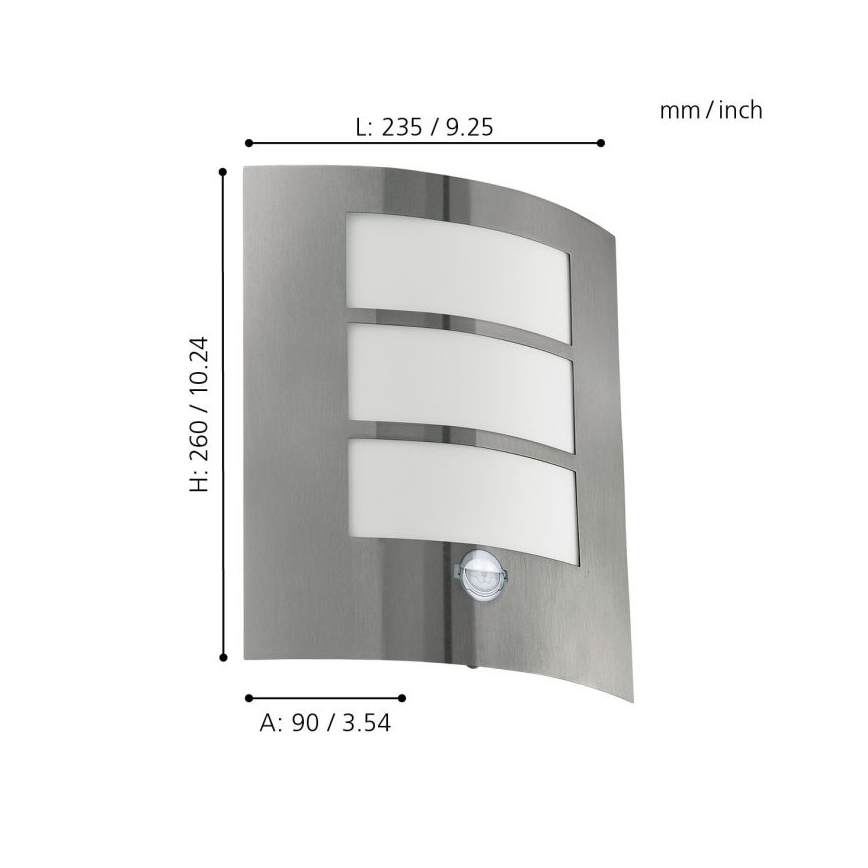 EGLO - Senzorové venkovní nástěnné svítidlo 1xE27/15W/230V IP44
