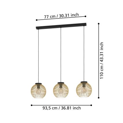 Eglo - Lustr na lanku 3xE27/40W/230V