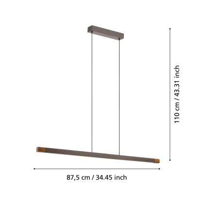 Eglo - LED Stmívatelný lustr na lanku LED/18W/230V 3000K