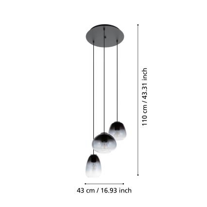 Eglo  - Lustr na lanku 3xE27/40W/230V pr. 43 cm