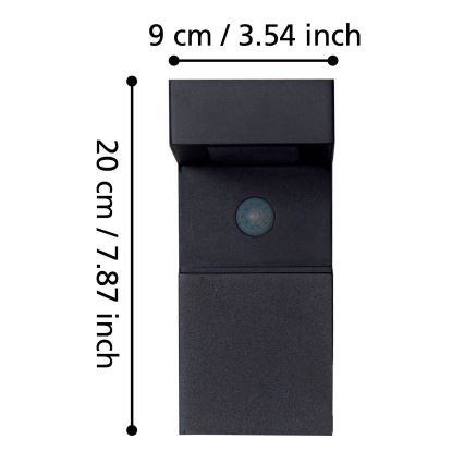 Eglo - LED Venkovní solární svítidlo se senzorem 18xLED/0,2W/3,7V 2200 mAh IP44