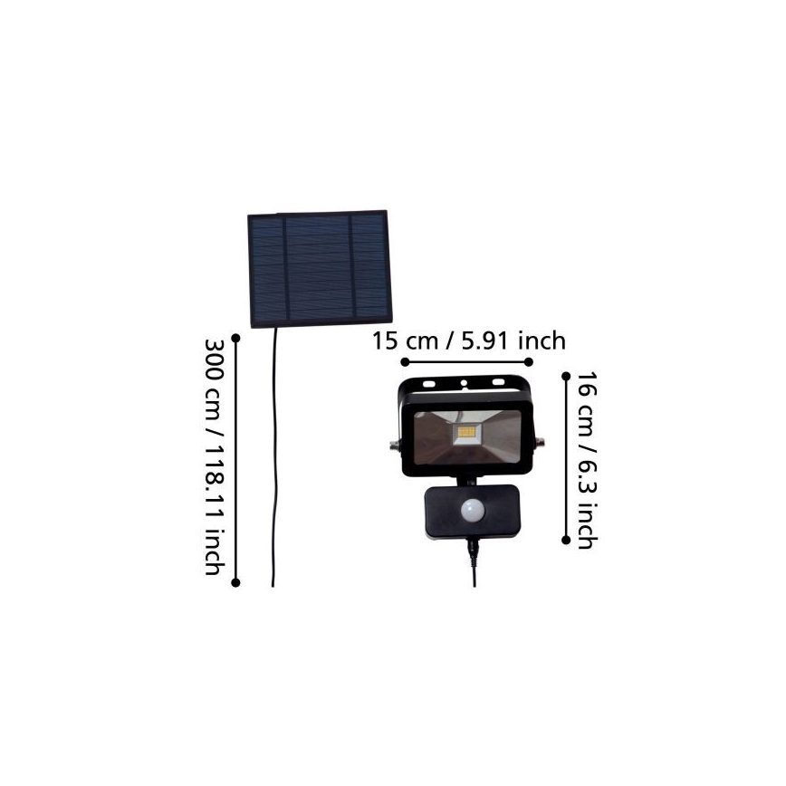 Eglo - LED Solární reflektor se senzorem 15xLED/0,03W/3,7V 2600 mAh IP44