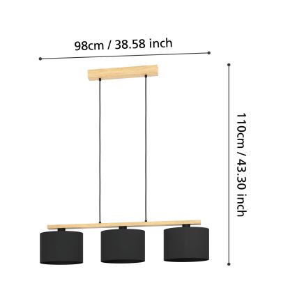 Eglo - Lustr na lanku 3xE27/40W/230V