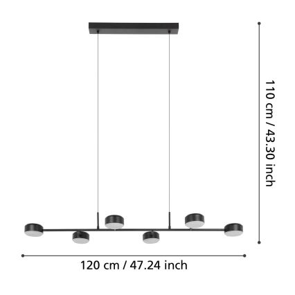 Eglo - LED Stmívatelný lustr na lanku 6xLED/7W/230V