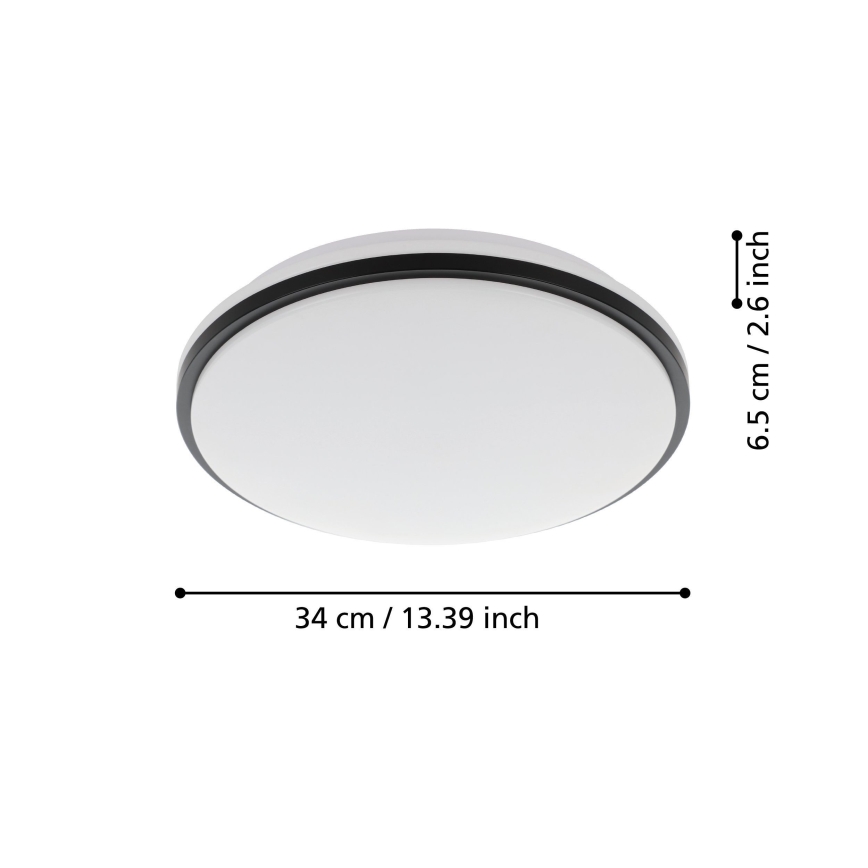 Eglo - LED Koupelnové stropní svítidlo LED/15,6W/230V IP44 černá