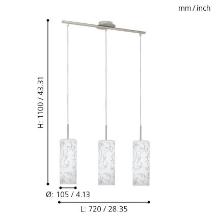 EGLO - Lustr závěsný 3xE27/60W/230V