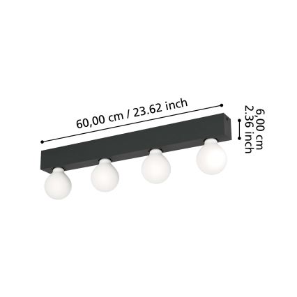 Eglo - Nástěnné svítidlo 4xE27/40W/230V černá