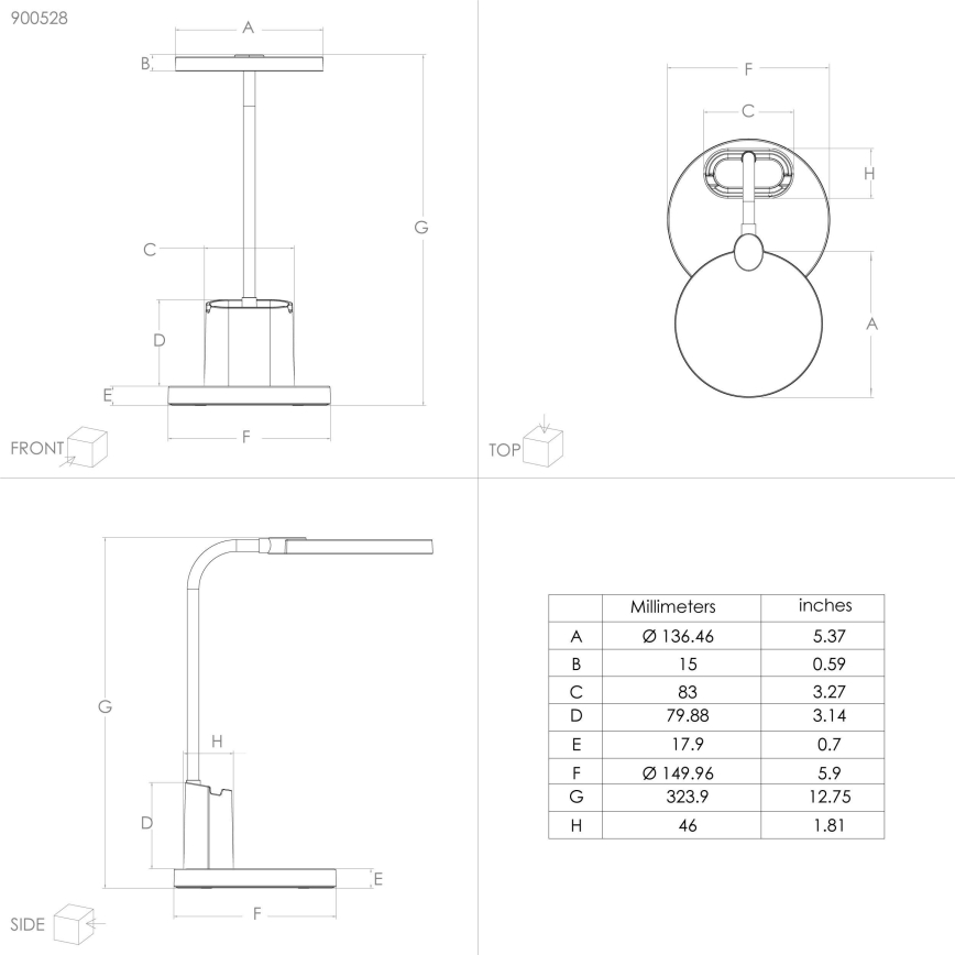 Eglo - LED Stmívatelná stolní lampa LED/2,1W/5V 1500 mAh 3000-6500K černá