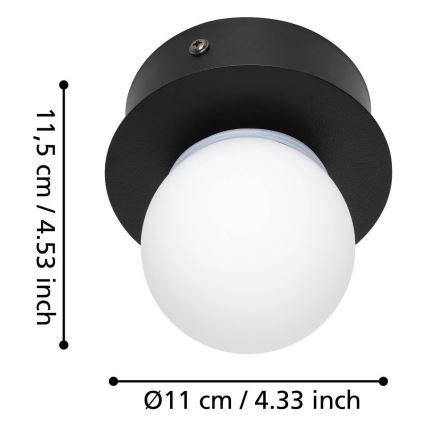 Eglo - LED Koupelnové stropní svítidlo LED/3,3W/230V IP44 černá