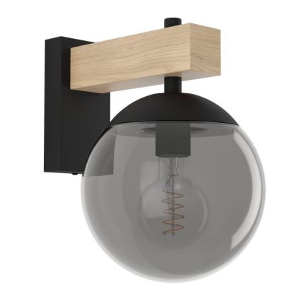 Eglo - Venkovní nástěnné svítidlo 1xE27/40W/230V černá/dřevo IP44