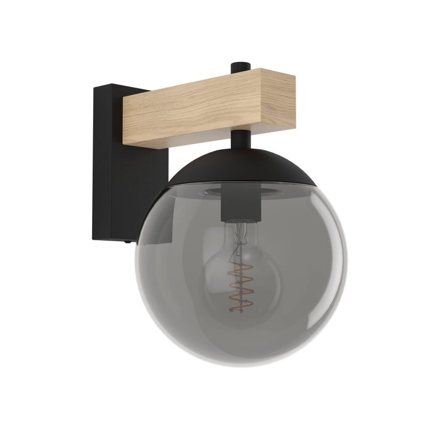 Eglo - Venkovní nástěnné svítidlo 1xE27/40W/230V černá/dřevo IP44
