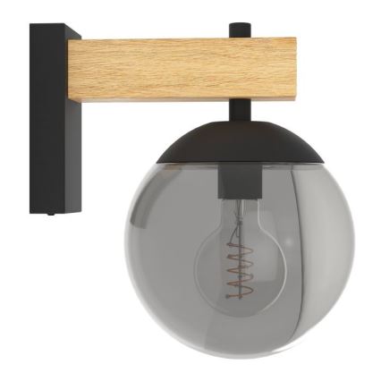 Eglo - Venkovní nástěnné svítidlo 1xE27/40W/230V černá/dřevo IP44