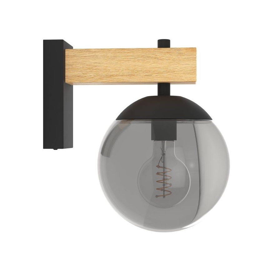 Eglo - Venkovní nástěnné svítidlo 1xE27/40W/230V černá/dřevo IP44