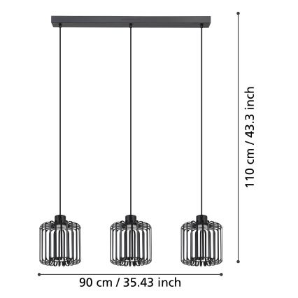 Eglo - LED RGBW Stmívatelný lustr na lanku 3xLED/3,7W/230V 2700-6500K