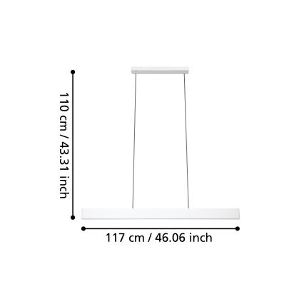 Eglo - LED RGBW Stmívatelný lustr na lanku LED/38W/230V 2700-6500K bílá