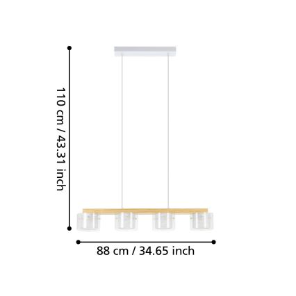 Eglo - LED RGBW Stmívatelný lustr na lanku 4xLED/3,7W/230V 2700-6500K
