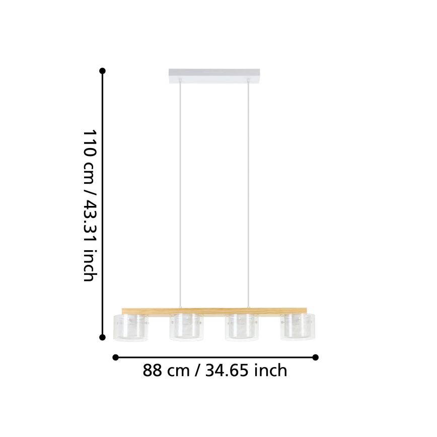 Eglo - LED RGBW Stmívatelný lustr na lanku 4xLED/3,7W/230V 2700-6500K