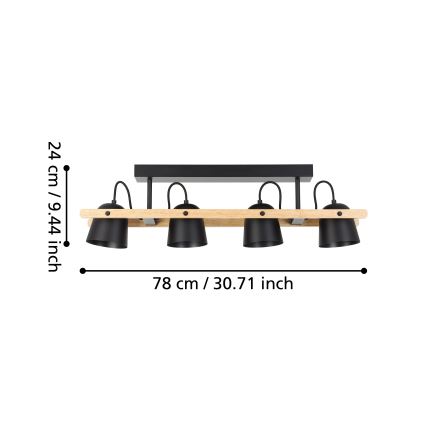 Eglo - LED RGBW Stmívatelný přisazený lustr 4xLED/3,7W/230V 2700-6500K