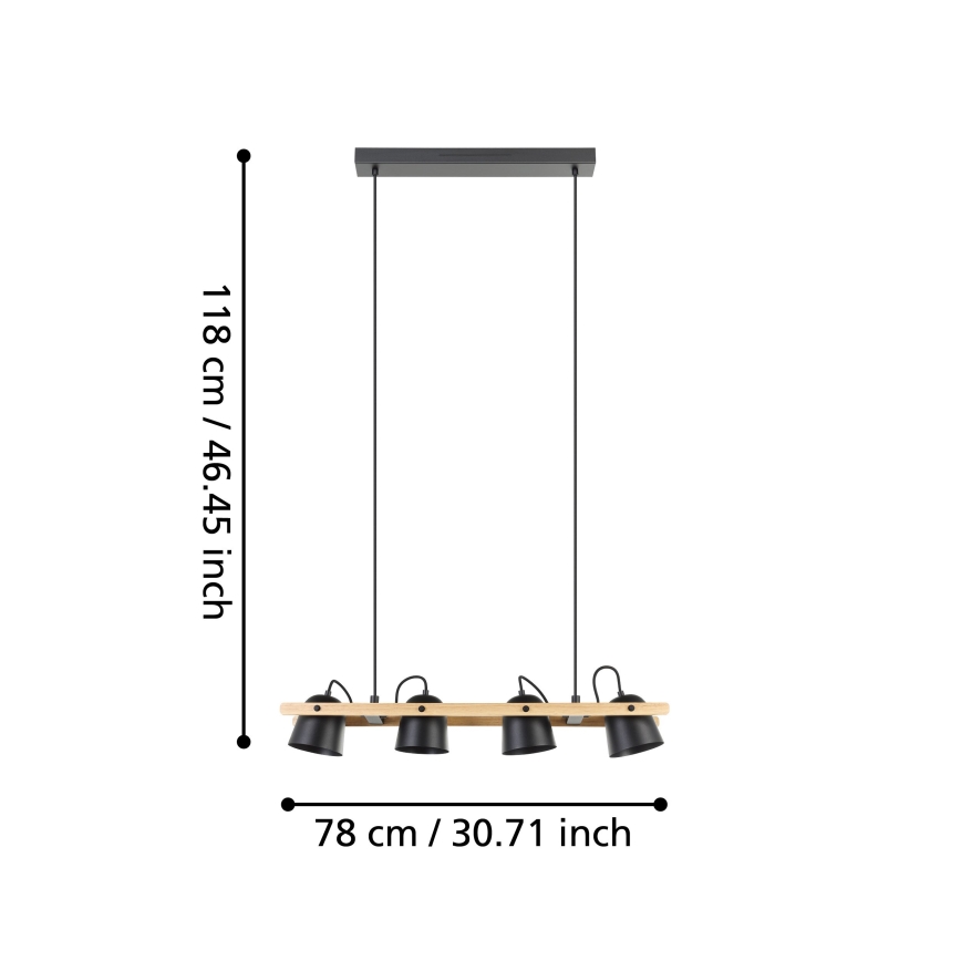 Eglo - LED RGBW Stmívatelný lustr na lanku 4xLED/3,7W/230V 2700-6500K