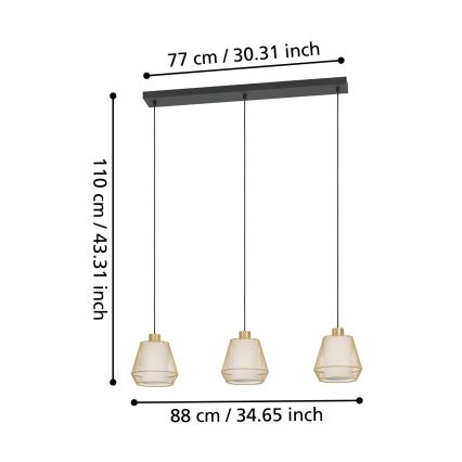 Eglo - Lustr na lanku 3xE27/40W/230V