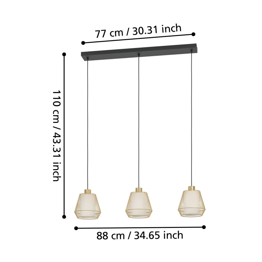 Eglo - Lustr na lanku 3xE27/40W/230V