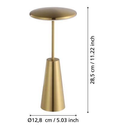 Eglo - LED Stmívatelná dotyková venkovní lampa LED/2,8W/5V 2400K/3000K/4000K 5200 mAh IP54 zlatá