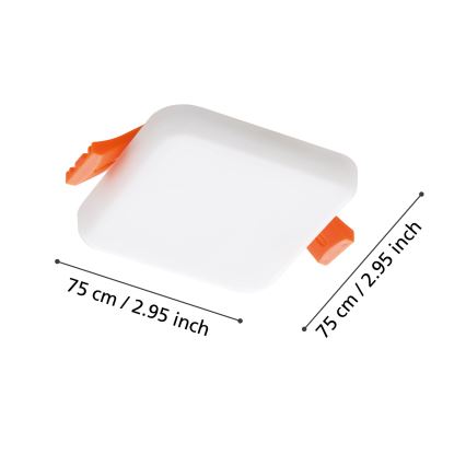 Eglo - LED Koupelnové podhledové svítidlo LED/4,5W/230V 7,5x7,5 cm IP65