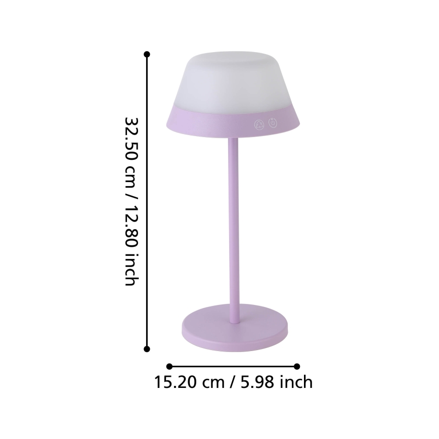 Eglo - LED RGBW Stmívatelná dotyková venkovní lampa 2v1 LED/1,5W/5V 2600 mAh IP54 fialová