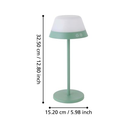 Eglo - LED RGBW Stmívatelná dotyková venkovní lampa 2v1 LED/1,5W/5V 2600 mAh IP54 zelená