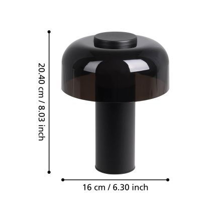 Eglo - LED Stmívatelná dotyková venkovní lampa LED/2,25W/5V 2400-4000K 5200 mAh IP44 černá