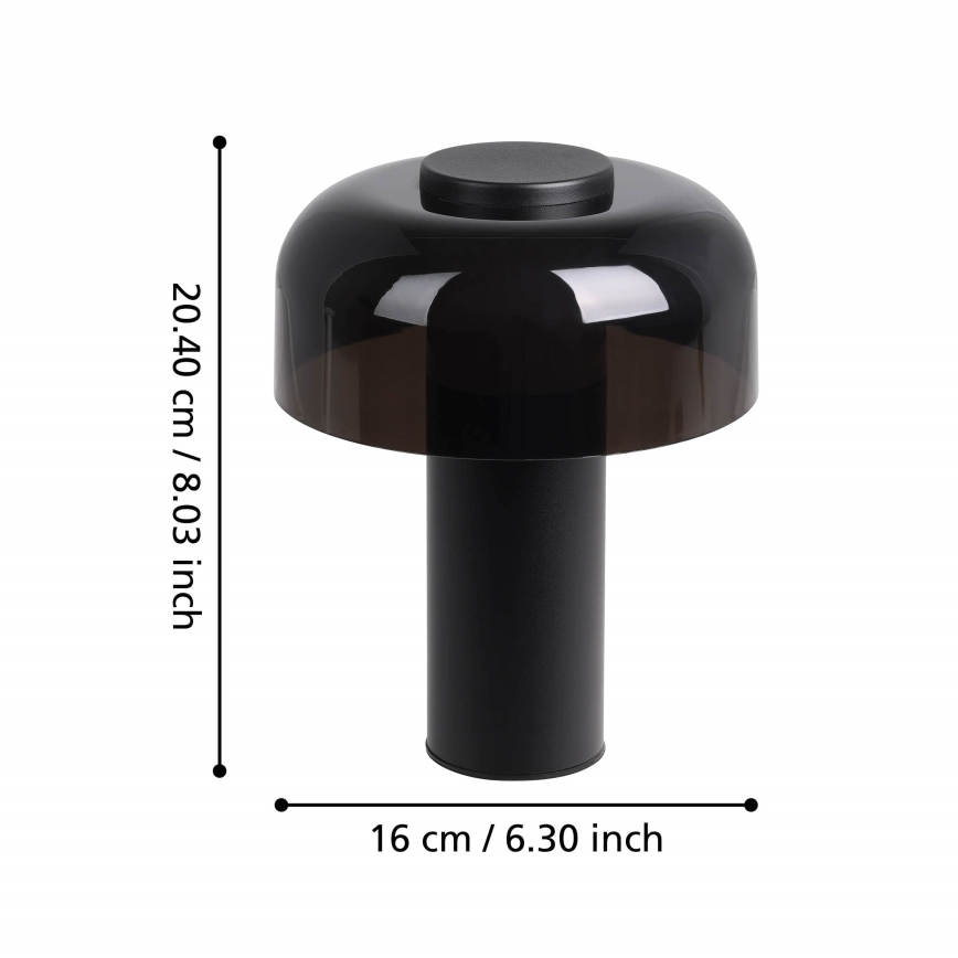 Eglo - LED Stmívatelná dotyková venkovní lampa LED/2,25W/5V 2400-4000K 5200 mAh IP44 černá