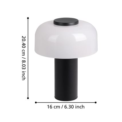 Eglo - LED Stmívatelná dotyková venkovní lampa LED/2,25W/5V 2400-4000K 5200 mAh IP44 černá/bílá