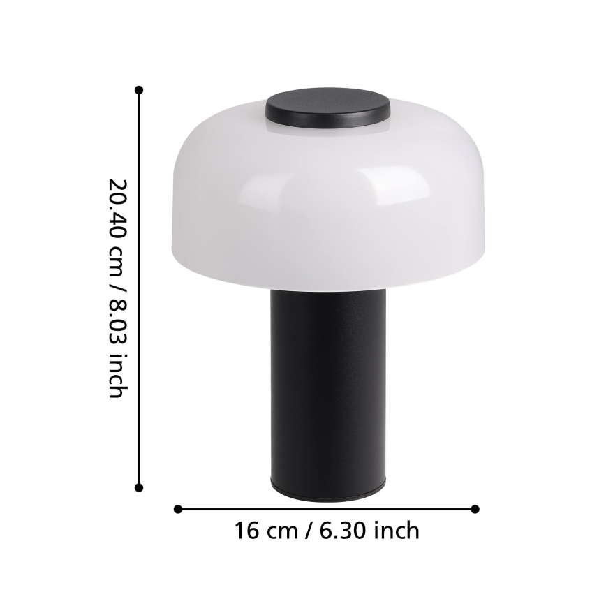 Eglo - LED Stmívatelná dotyková venkovní lampa LED/2,25W/5V 2400-4000K 5200 mAh IP44 černá/bílá