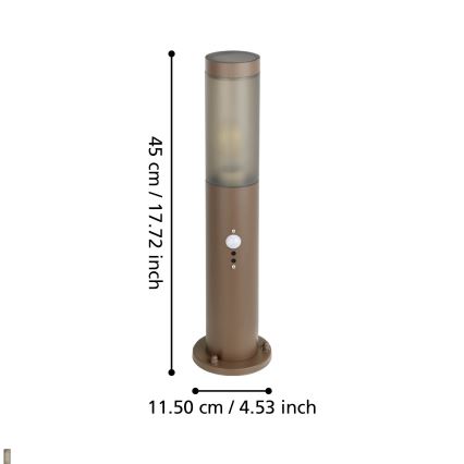Eglo - Venkovní lampa se senzorem 1xE27/15W/230V 45 cm IP44