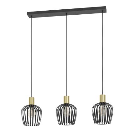 Eglo - Lustr na lanku 3xE27/40W/230V černá/zlatá