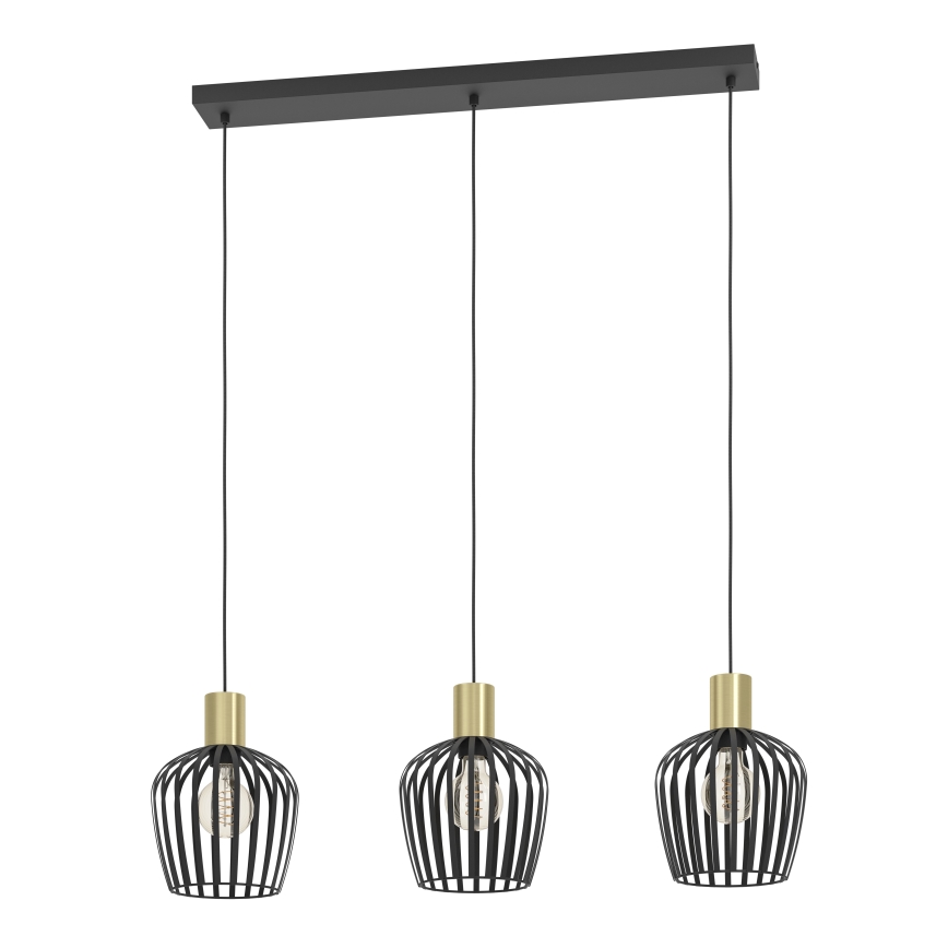 Eglo - Lustr na lanku 3xE27/40W/230V černá/zlatá