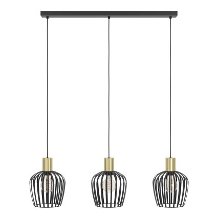Eglo - Lustr na lanku 3xE27/40W/230V černá/zlatá
