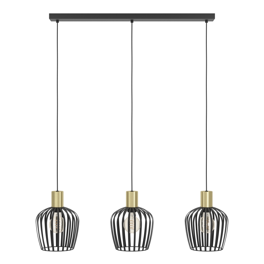 Eglo - Lustr na lanku 3xE27/40W/230V černá/zlatá