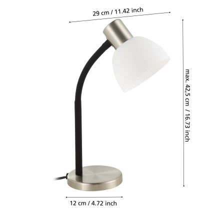 Eglo - Stolní lampa 1xE14/25W/230V černá/matný chrom