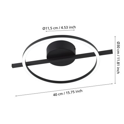 Eglo - LED RGBW Stmívatelné stropní svítidlo LED/17W/230V 2700-6500K černá + dálkové ovládání