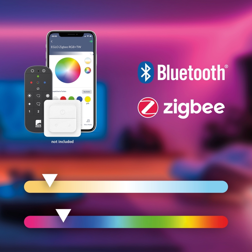 Eglo - LED RGBW Stmívatelný lustr na lanku LED/3,7W/230V 2700-6500K černá ZigBee