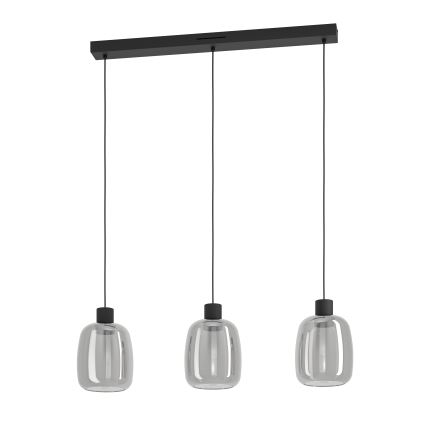 Eglo - LED RGBW Stmívatelný lustr na lanku 3xLED/3,7W/230V 2700-6500K šedá