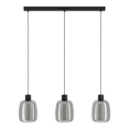Eglo - LED RGBW Stmívatelný lustr na lanku 3xLED/3,7W/230V 2700-6500K šedá