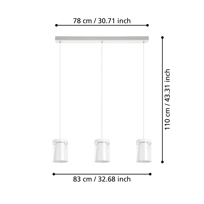 Eglo - LED RGBW Stmívatelný lustr na lanku 3xLED/3,7W/230V 2700-6500K bílá ZigBee