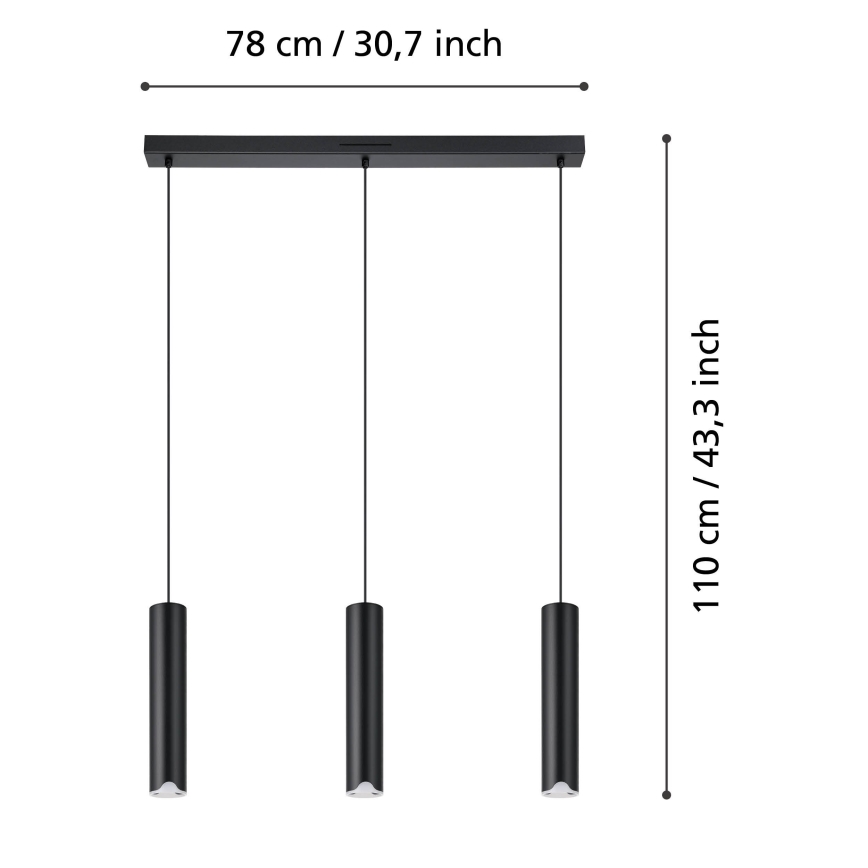 Eglo - LED RGBW Stmívatelný lustr na lanku 3xLED/3,7W/230V 2700-6500K černá