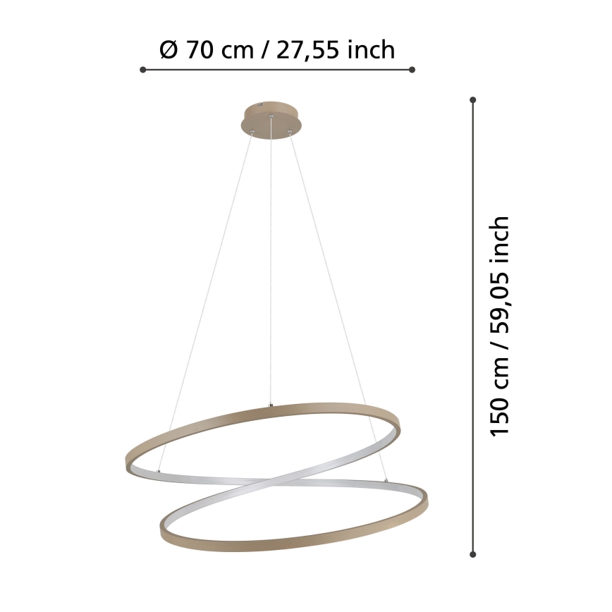 Eglo - LED Lustr na lanku LED/42W/230V 3000K béžová