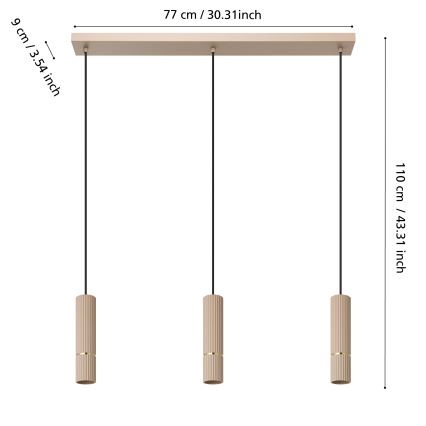 Eglo - LED Lustr na lanku 3xGU10/5W/230V 3000K béžová