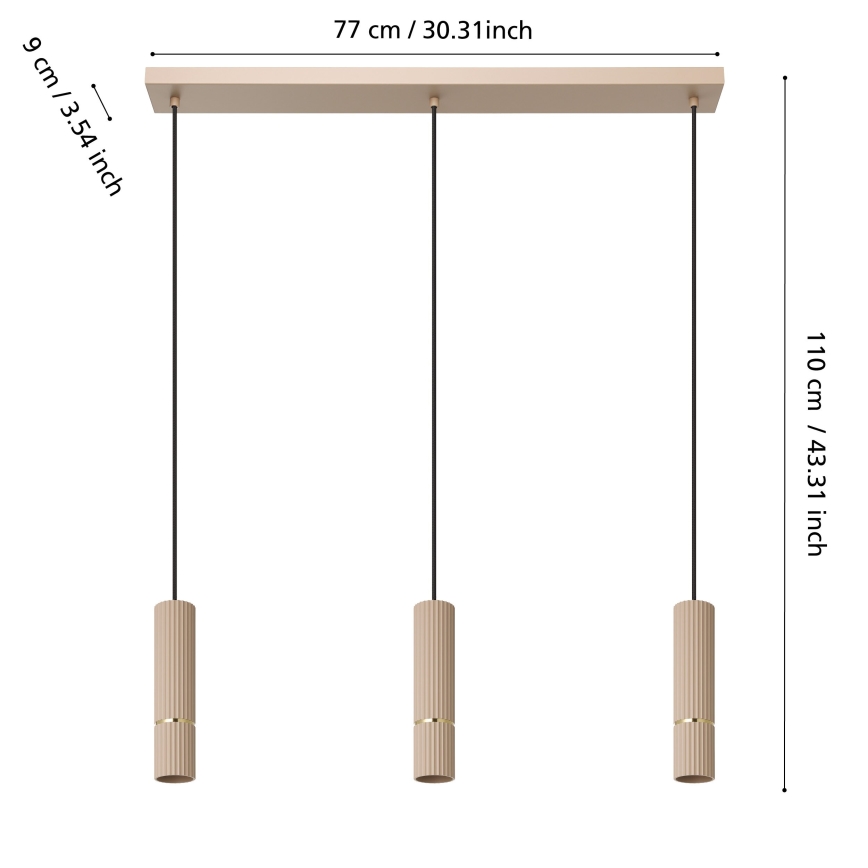 Eglo - LED Lustr na lanku 3xGU10/5W/230V 3000K béžová